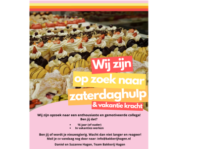 Vacature zaterdaghulp/vakantiewerk